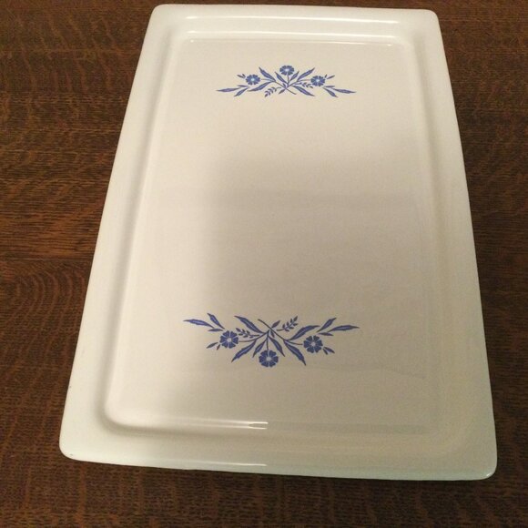 Vintage Corningware BLUE CORNFLOWER BAKE BROIL SERVING TRAY P-35-B With Cradle - Picture 3 of 6